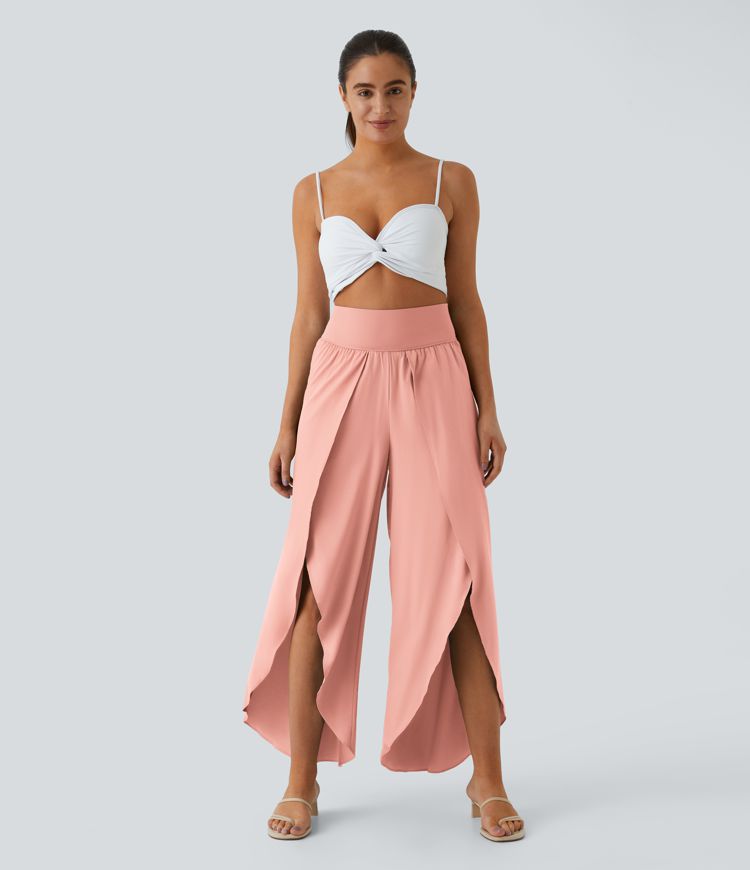 Pantalones Breezeful™ secado rápido tiro alto bolsillo palazzo pierna ancha abertura fluida