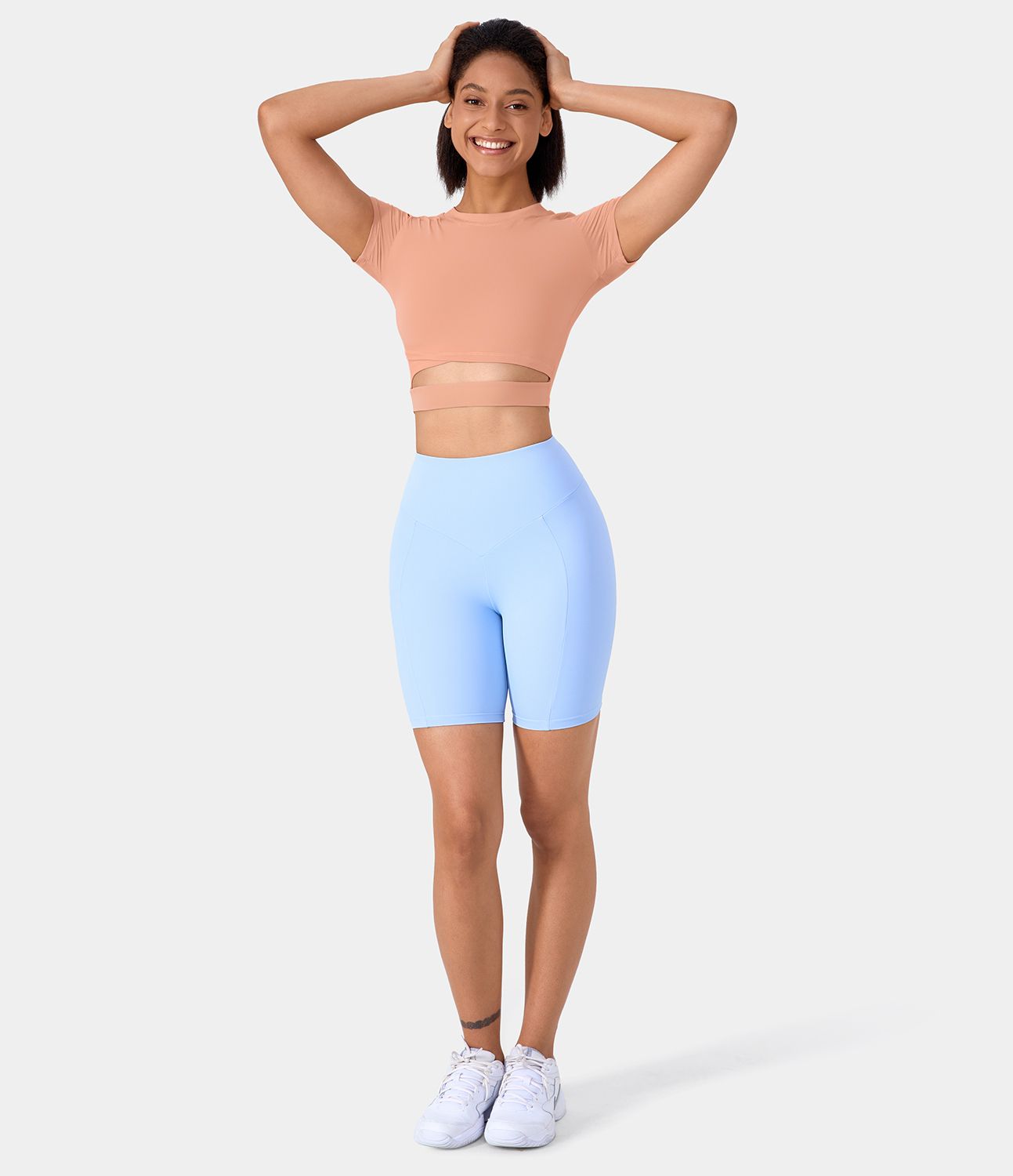 Short Sleeve Cut Out Cropped Yoga Sports Top