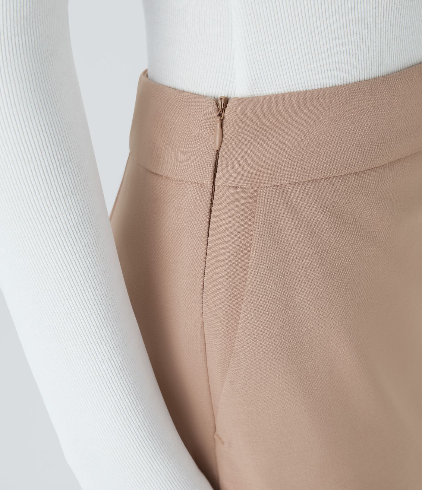 Falda oficina recta tiro alto bolsillo lateral cremallera invisible dobladillo dividido 2 en 1