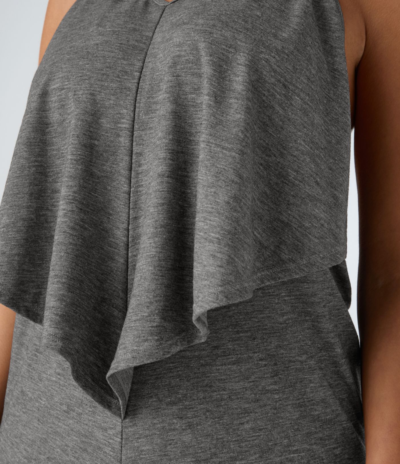 V Neck Backless Tie Back Ruched Maxi Resort Slip Dress