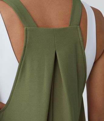 Pockets Waffle Casual Short Overalls