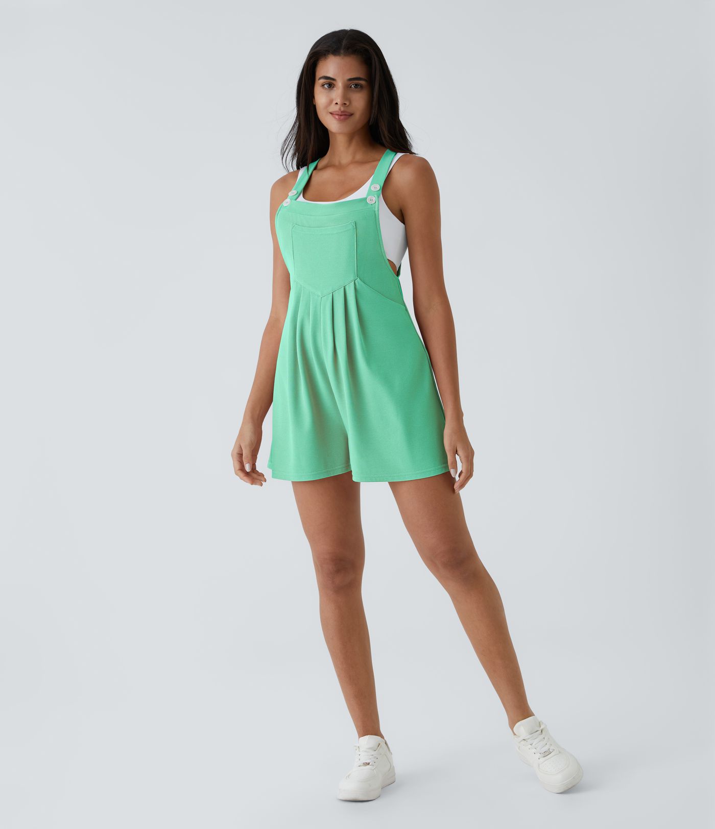 Pockets Waffle Casual Short Overalls