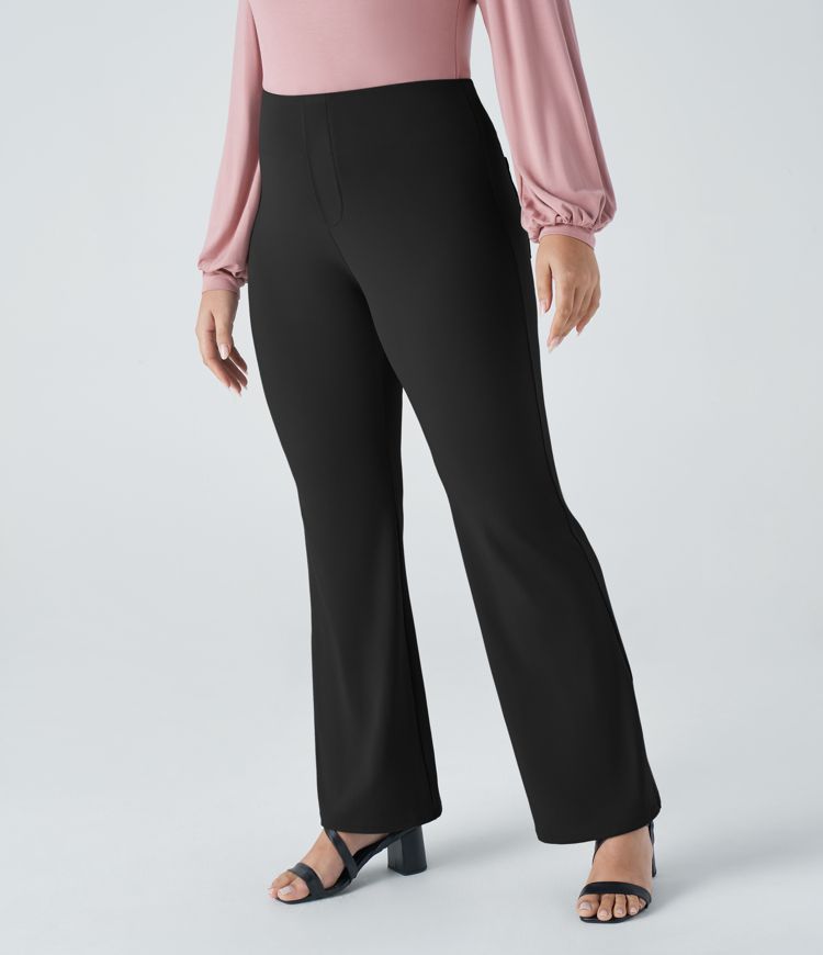 HalaraFlex™ High Waisted Back Side Pocket Slight Flare Work Plus Size Pants
