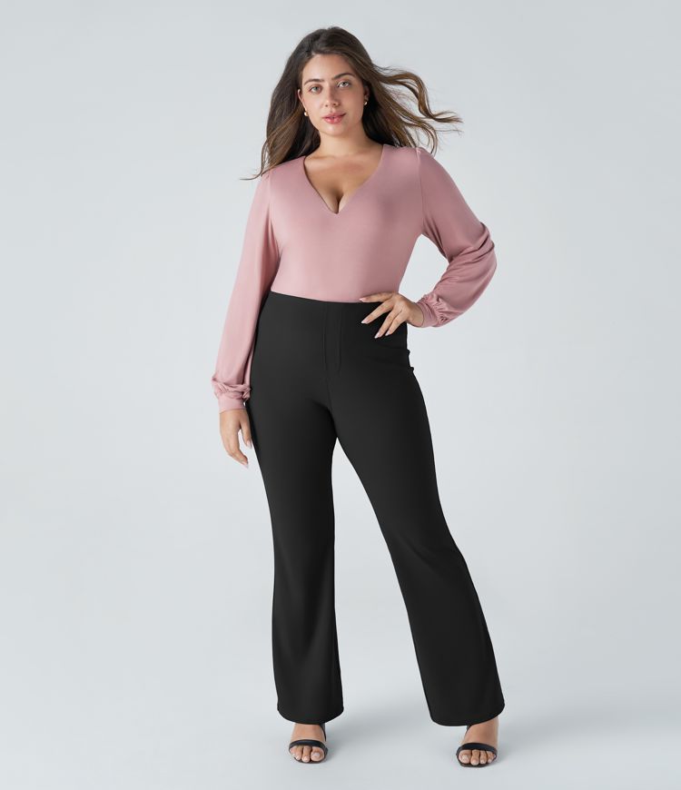 HalaraFlex™ High Waisted Back Side Pocket Slight Flare Work Plus Size Pants
