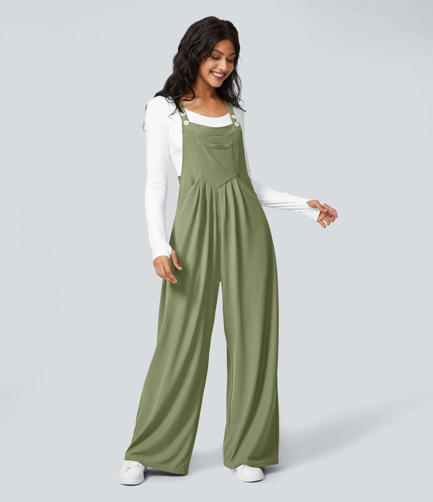 Pockets Waffle Casual Overalls