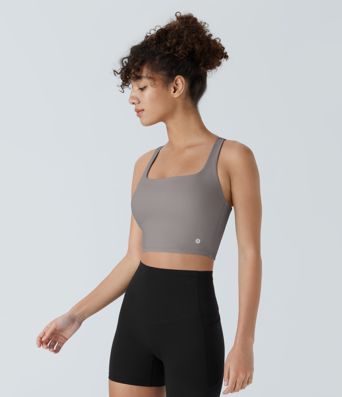 SoftlyZero™ Airy Square Neck Backless Crisscross Cropped Cool Touch Yoga Tank Top-UPF50+
