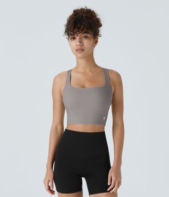 SoftlyZero™ Airy Square Neck Backless Crisscross Cropped Cool Touch Yoga Tank Top-UPF50+