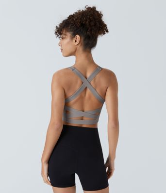 SoftlyZero™ Airy Square Neck Backless Crisscross Cropped Cool Touch Yoga Tank Top-UPF50+