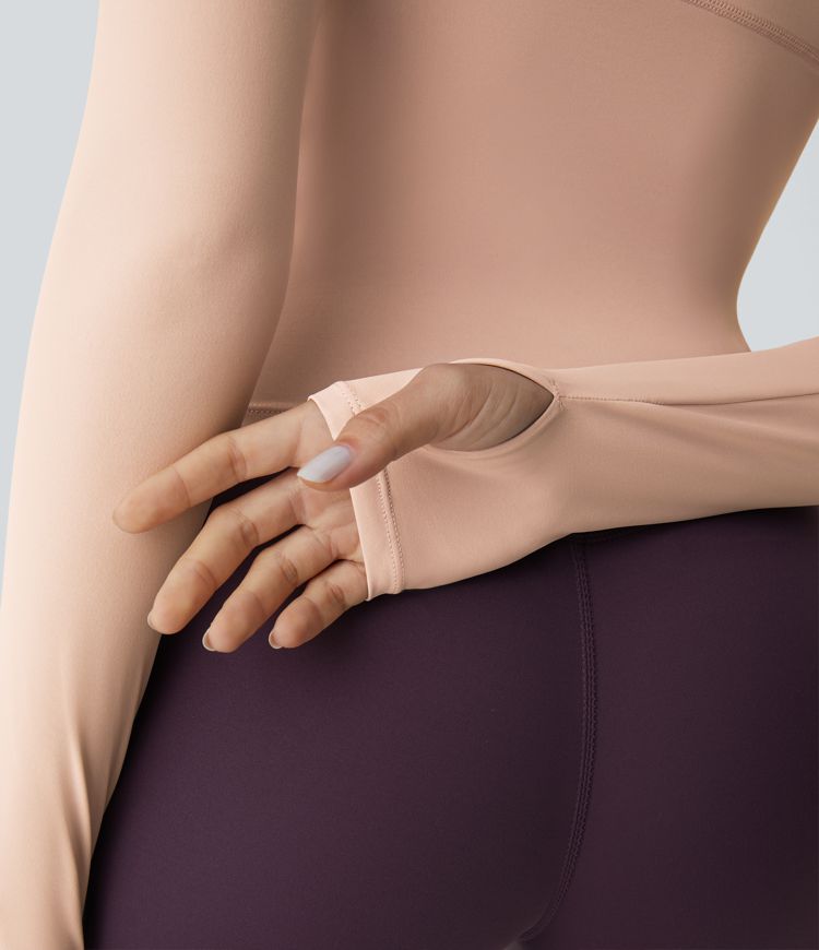 Solid Thumb Hole Yoga Sports Top