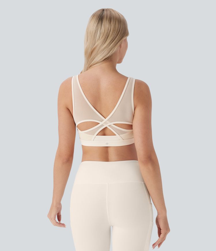 Softlyzero™ Plush - Rückenfreier Yoga-Sport-BH mit leichtem Support und kontrastierendem Mesh