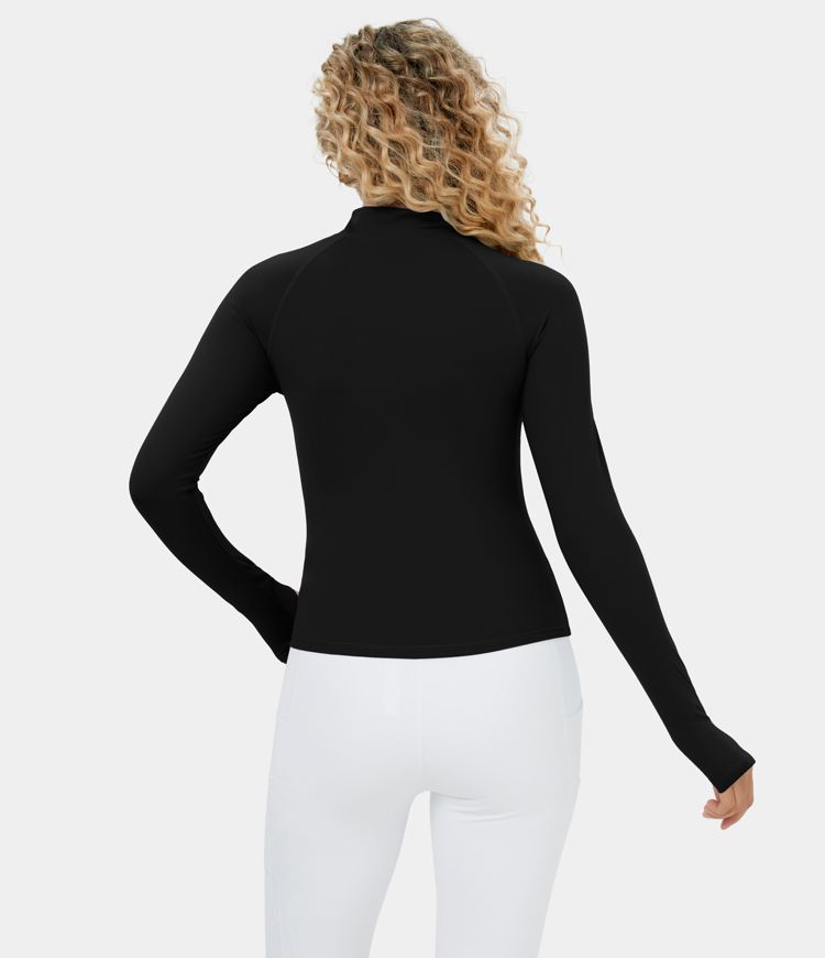 Softlyzero™ Plush Top deportivo yoga media cremallera agujeros para pulgares