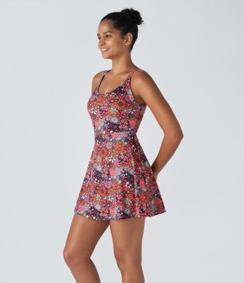 Floral Print Pickleball Active Dress-Easy Peezy Edition