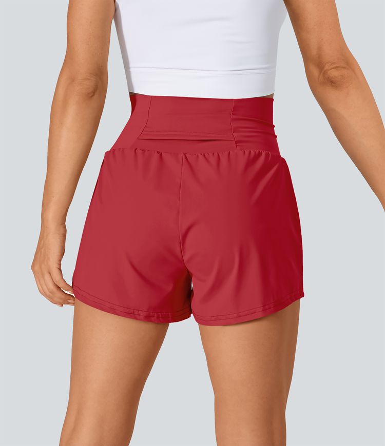 Super High Waisted Back Pocket & Side Hidden Pocket 2-in-1 Yoga Shorts 2.5"