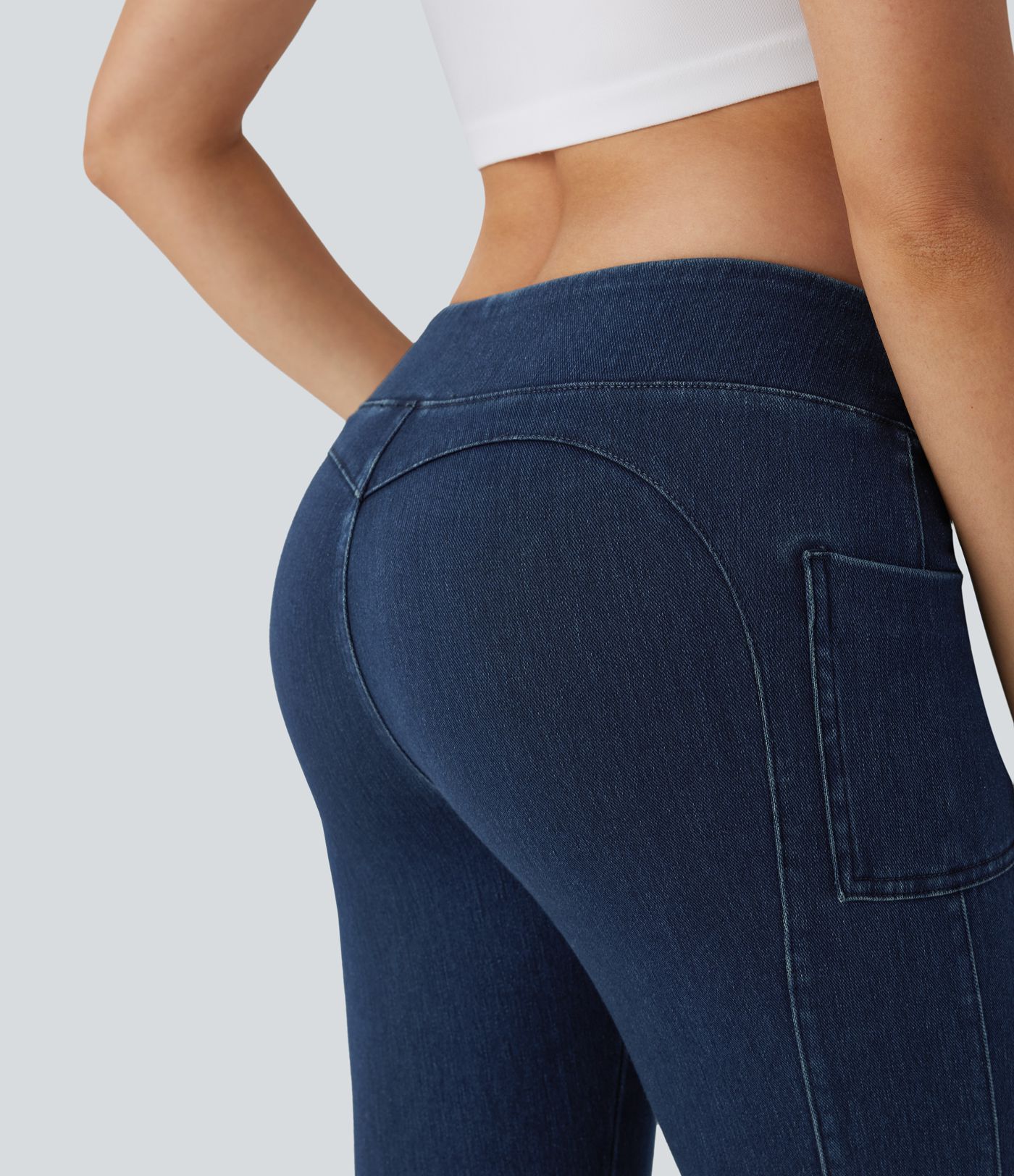 Halara Flex™ Jegging bootcut décontracté extensible délavé taille moyenne avec boutons décoratifs et poches latérales
