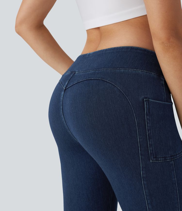 Halara Flex™ Jegging bootcut décontracté extensible délavé taille moyenne avec boutons décoratifs et poches latérales