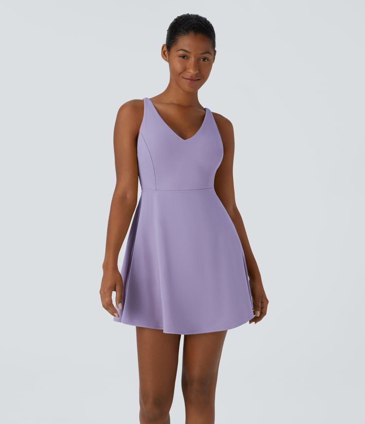 Softlyzero™ Plush Backless Crisscross 2-Piece Pocket Dance Active Dress-UPF50+