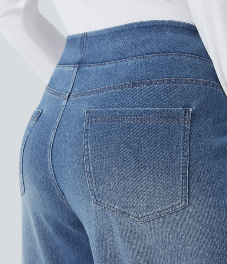 Halara Flex™ High Waisted Pockets Baggy Wide Leg Washed Casual Plus Size Jeans