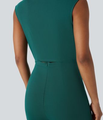 Delovni Kombinezon Brez Rokavov z Pasom in Žepi - Enostavna Izdaja