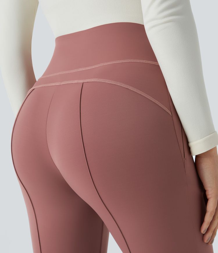 High-waist side zipper pocket slim ankle-length casual pants