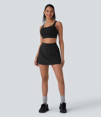 High Waisted 2-in-1 Mini Tennis Skirt with Pockets