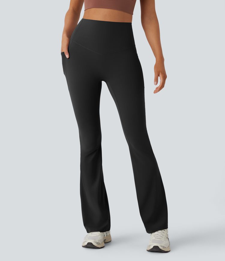 SoCinched High Waisted Tummy Control Side Pocket Shaping Yoga UltraSculpt Slight Flare Leggings