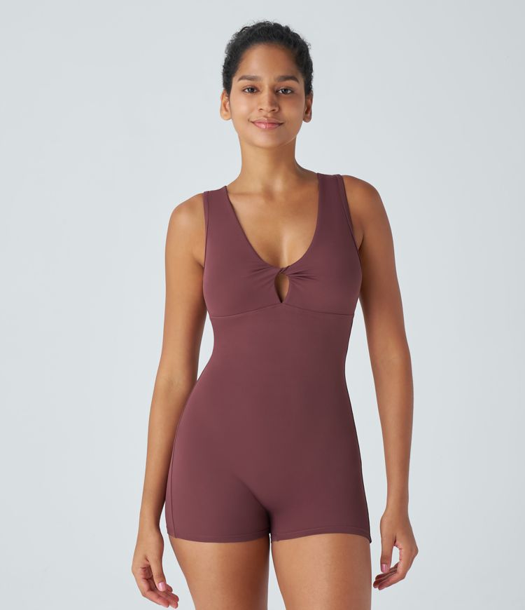 Softlyzero™ Backless Ruched Twisted Cut Out Skinny Yoga Romper-UPF50+