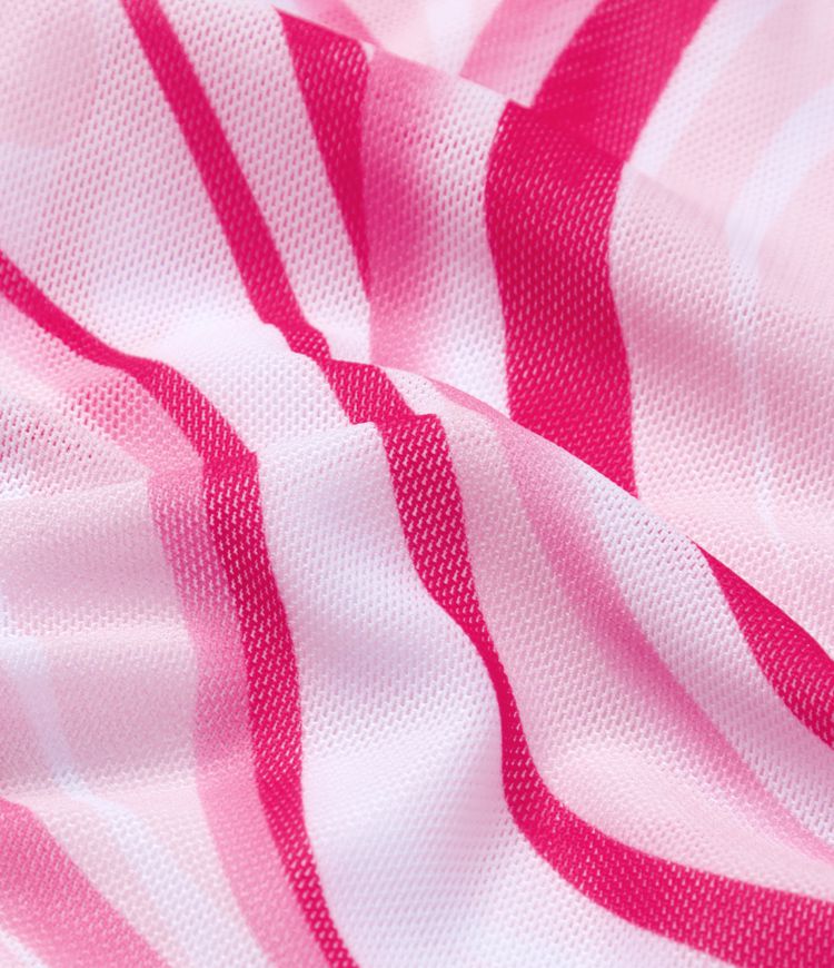 Geometric Pattern Print Back Side Tie Drawstring 3-Piece Swimsuit