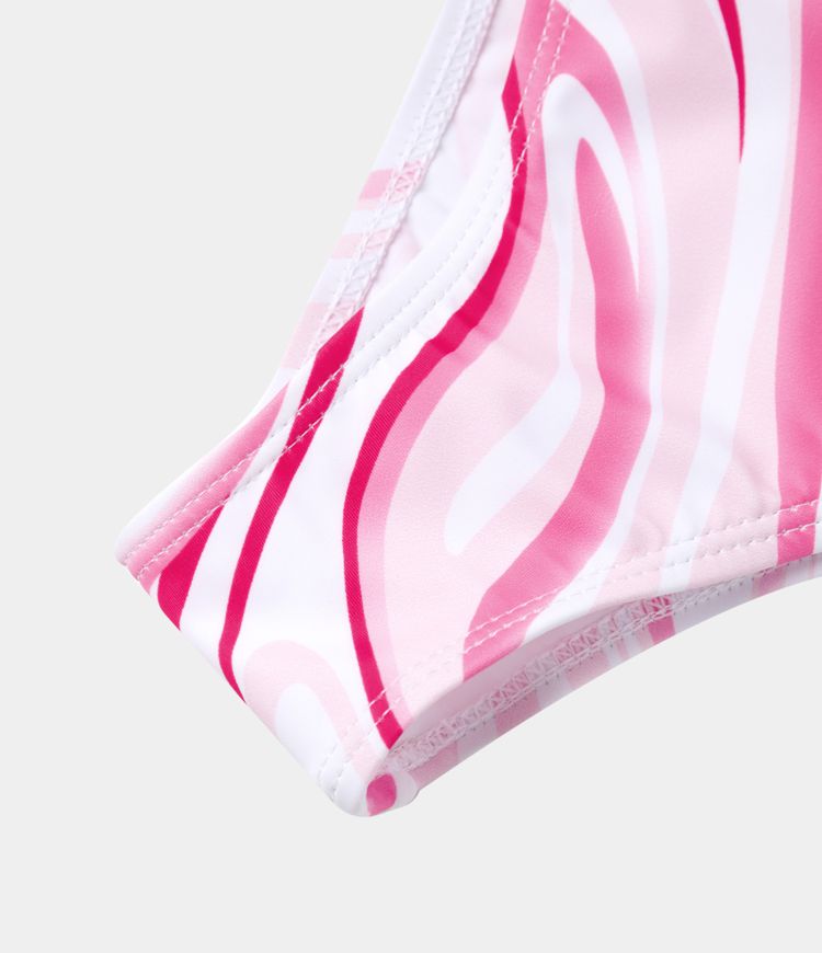 Geometric Pattern Print Back Side Tie Drawstring 3-Piece Swimsuit