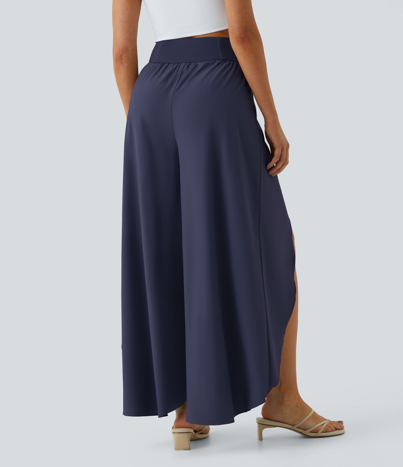 Breezeful™ High Waisted Back Waistband Pocket Palazzo Flowy Wide Leg Quick Dry Casual Pants