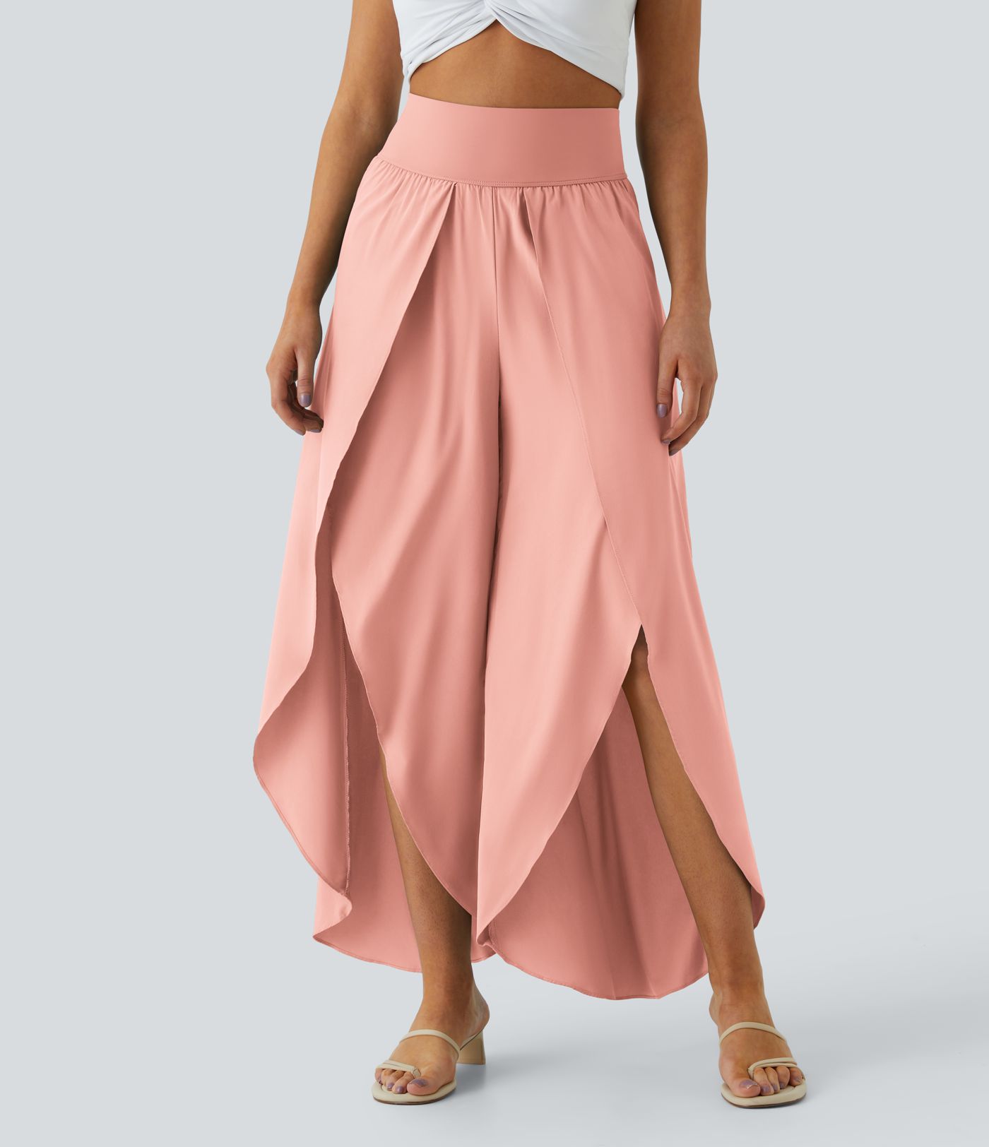 Pantalones Breezeful™ secado rápido tiro alto bolsillo palazzo pierna ancha abertura fluida