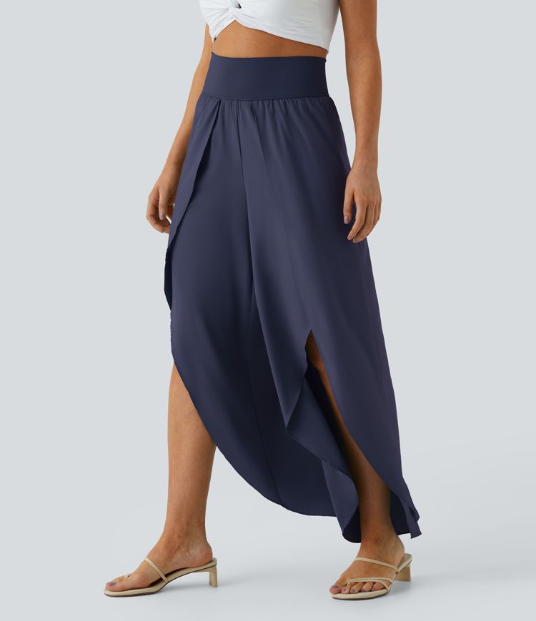 Breezeful™ High Waisted Back Waistband Pocket Palazzo Flowy Wide Leg Quick Dry Casual Pants