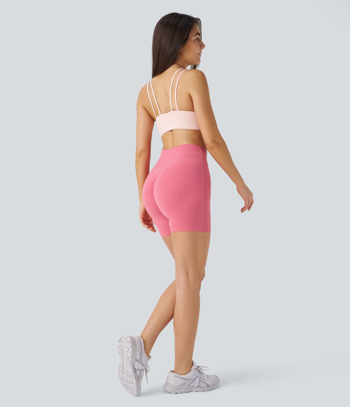 SoftlyZero™ Plush High Waisted Crossover Ruched Yoga Shorts 5''