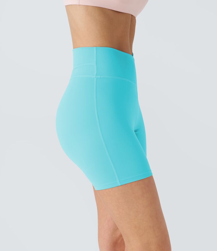 Softlyzero™ Plush High Waisted Crossover Ruched Yoga Shorts 5''