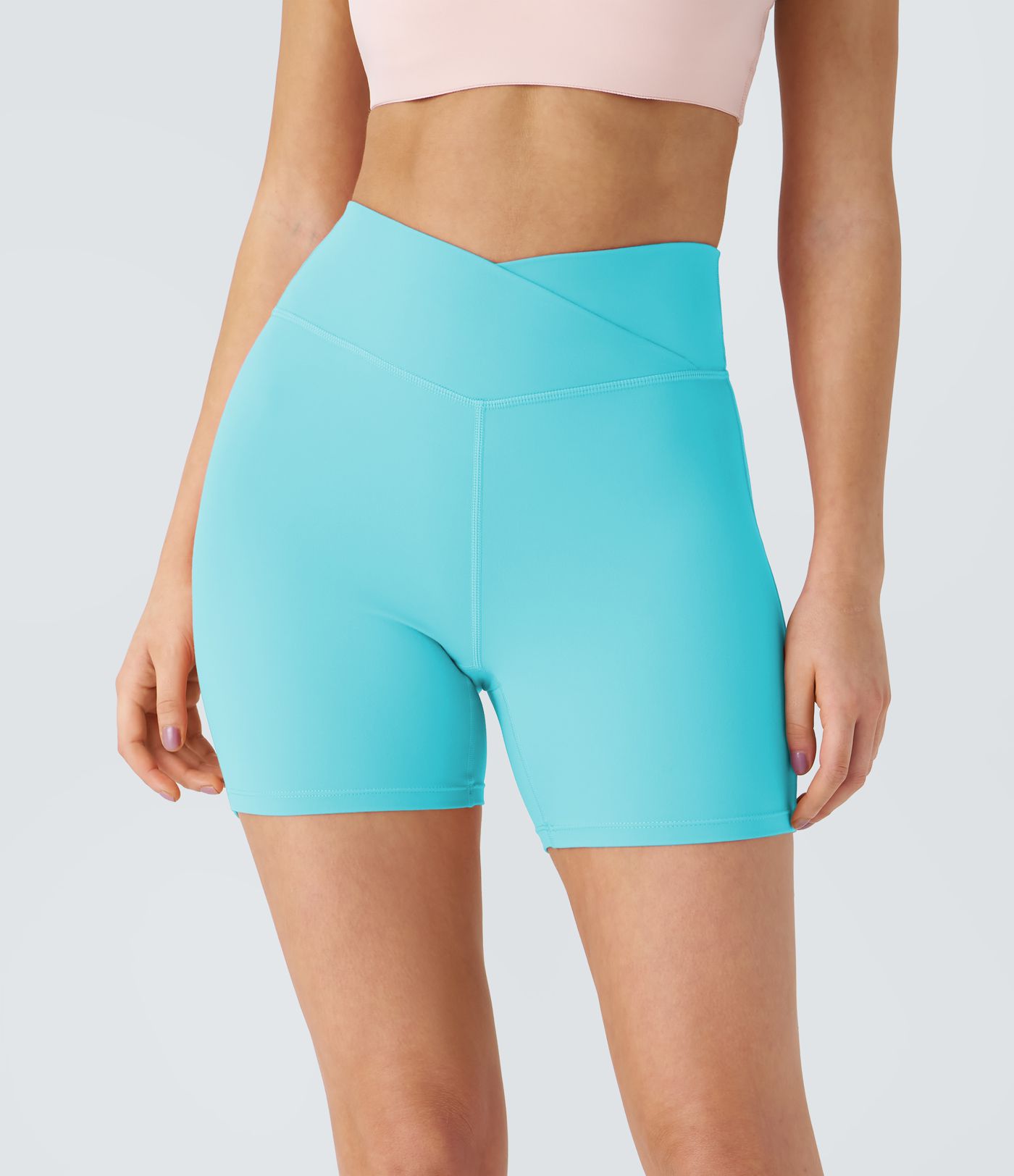 Softlyzero™ Plush High Waisted Crossover Ruched Yoga Shorts 5''