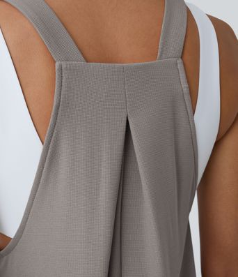 Pockets Waffle Casual Short Overalls