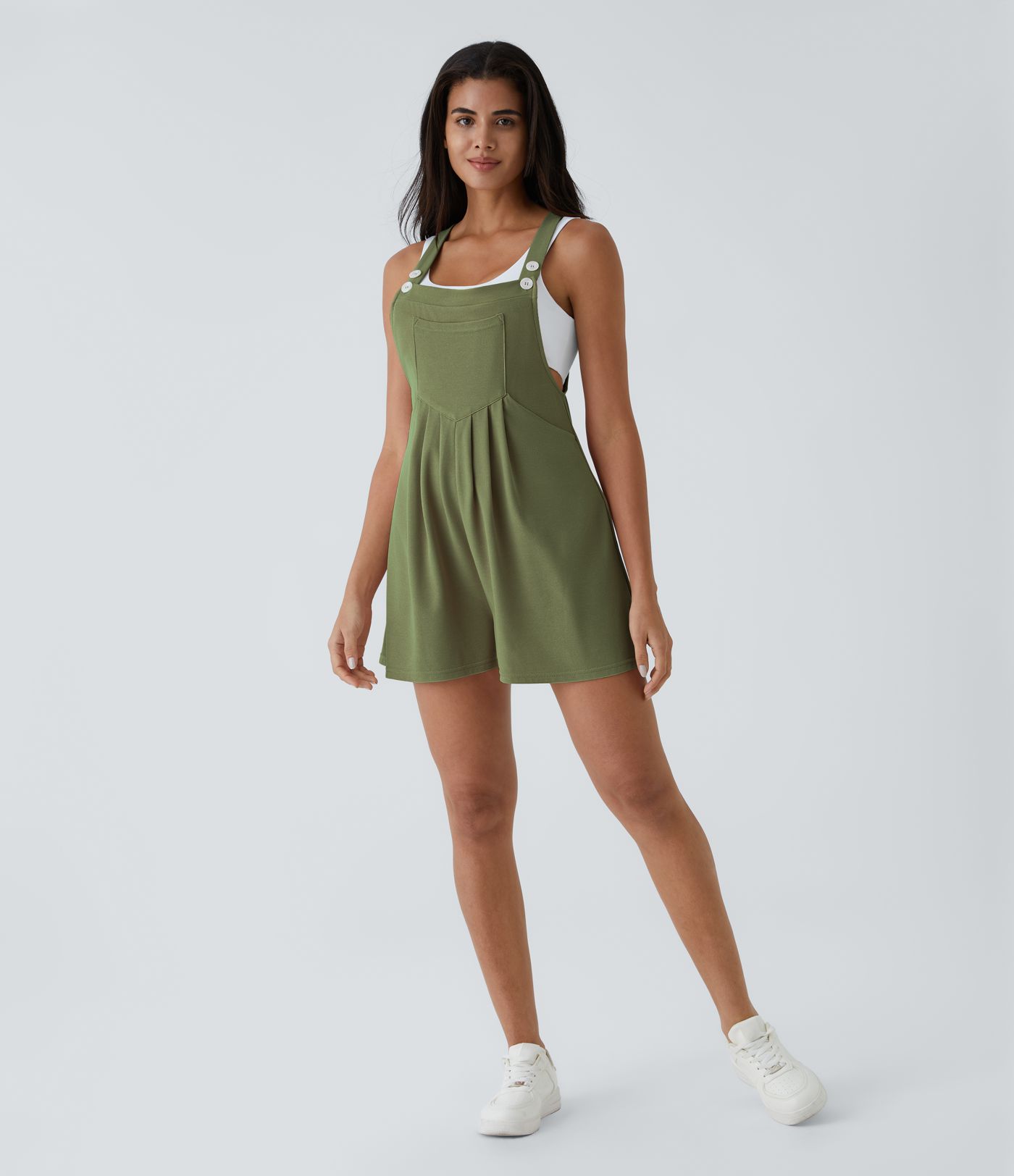 Pockets Waffle Casual Short Overalls