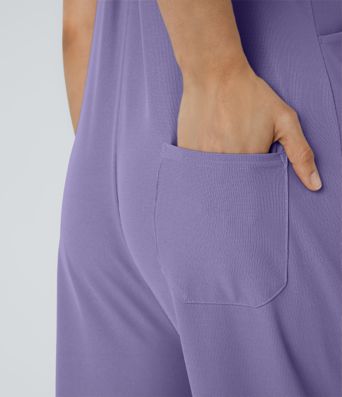 Pockets Waffle Casual Overalls