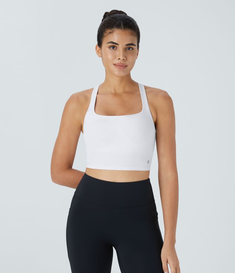 Softlyzero™ Airy Rückenfreies Yoga-Tanktop mit eckigem Ausschnitt und Schnürung-UPF50+