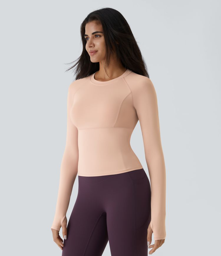 Solid Thumb Hole Yoga Sports Top