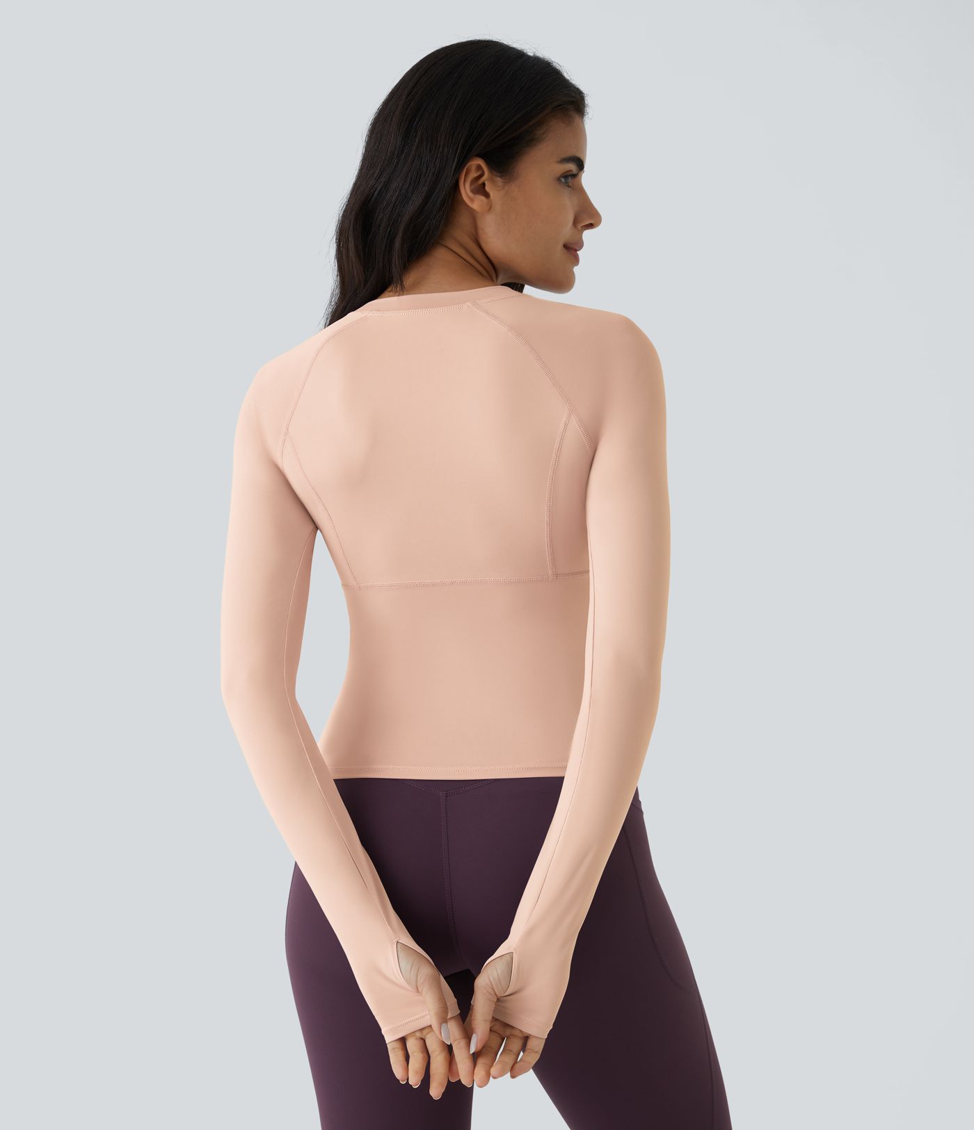 Solid Thumb Hole Women Yoga Sports Top