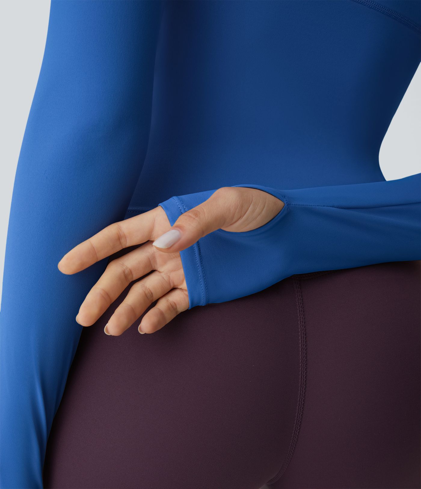 Solid Thumb Hole Yoga Sports Top