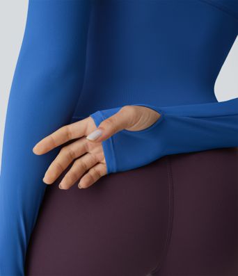 Solid Thumb Hole Yoga Sports Top