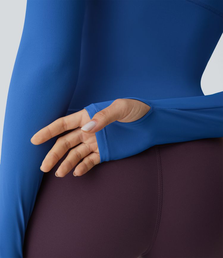 Solid Thumb Hole Yoga Sports Top