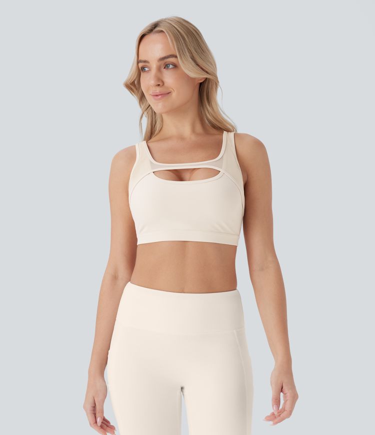 Softlyzero™ Plush - Rückenfreier Yoga-Sport-BH mit leichtem Support und kontrastierendem Mesh