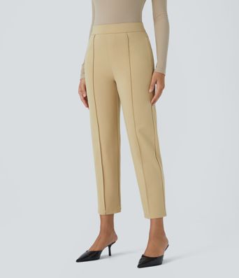Halara Flex™ Mid High Waisted Tummy Control Side Zip Pocket Slim Work Trousers