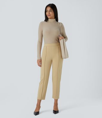 Halara Flex™ Mid High Waisted Tummy Control Side Zip Pocket Slim Work Trousers