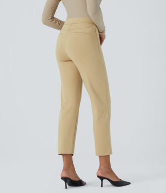 Halara Flex™ Mid High Waisted Tummy Control Side Zip Pocket Slim Work Trousers