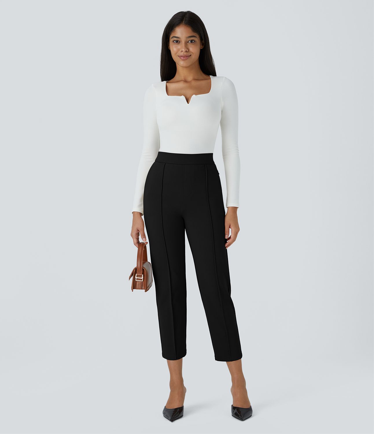 Halara Flex™ Mid High Waisted Tummy Control Side Zip Pocket Slim Work Trousers