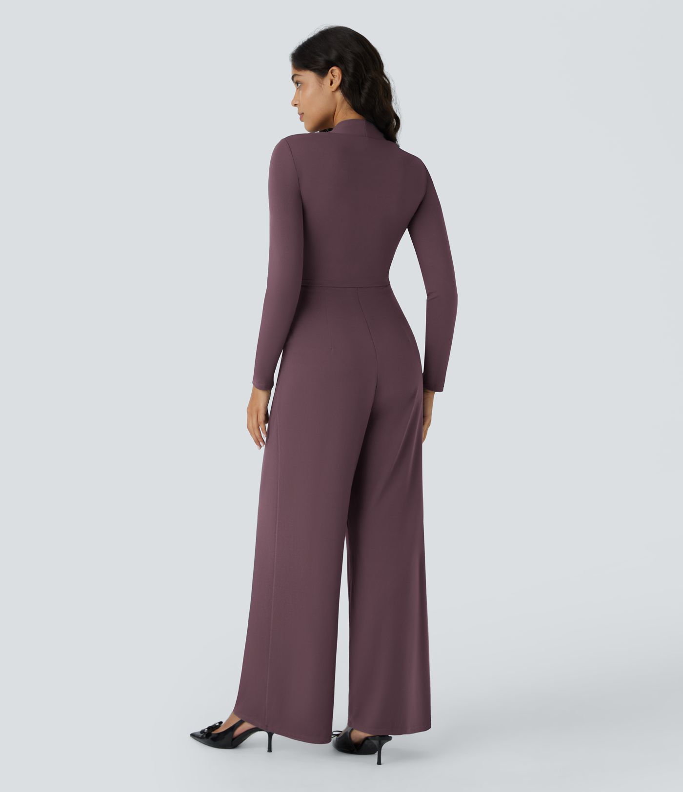 Long Sleeve Pocket Wide Leg Jumpsuit-Easy Peezy
