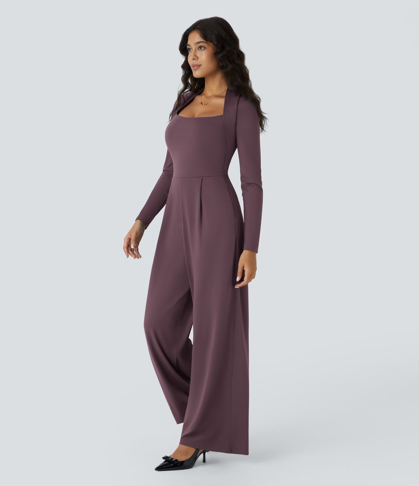 Long Sleeve Pocket Wide Leg Jumpsuit-Easy Peezy